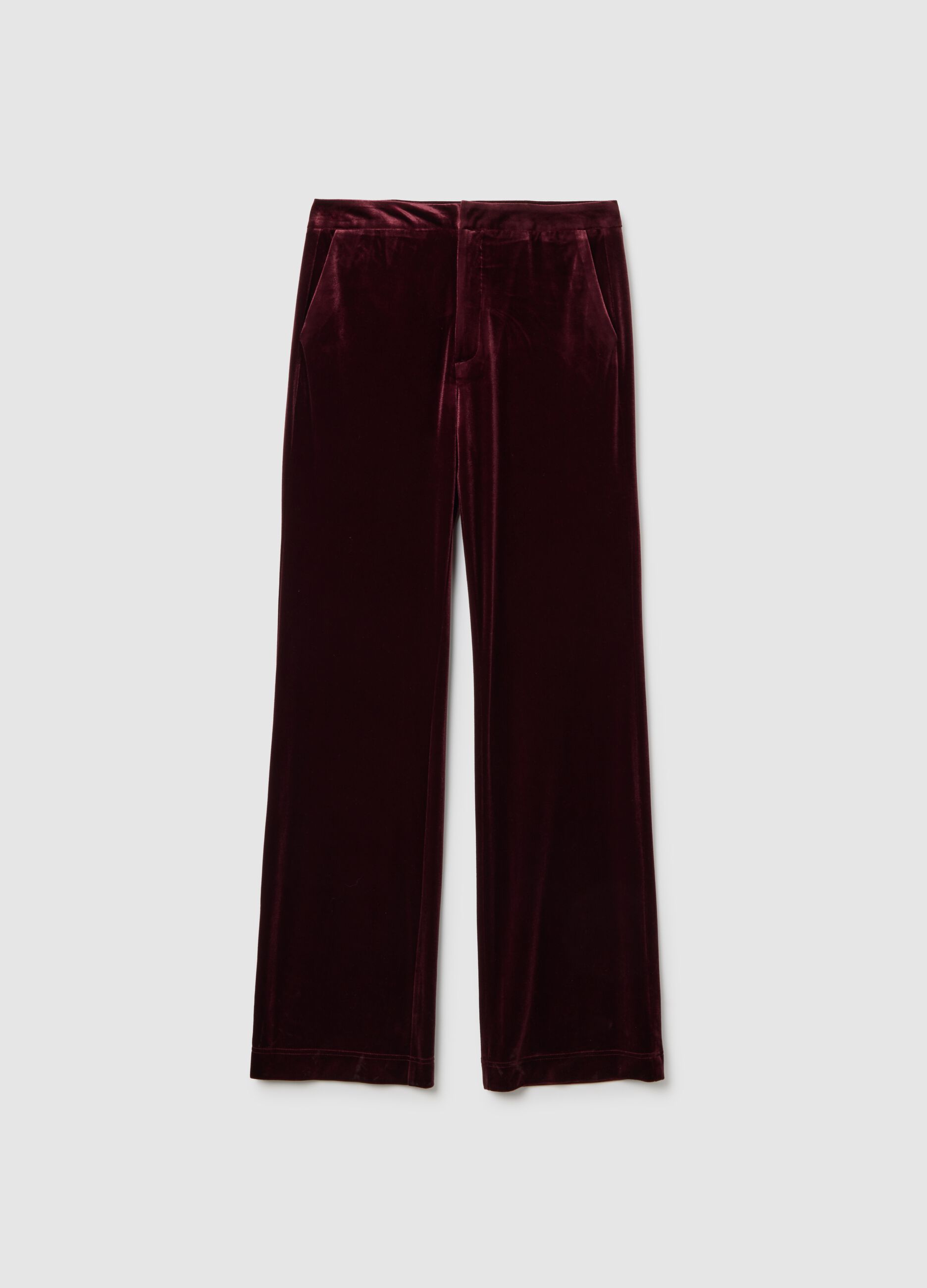 Red Velvet Flare Fit Trousers