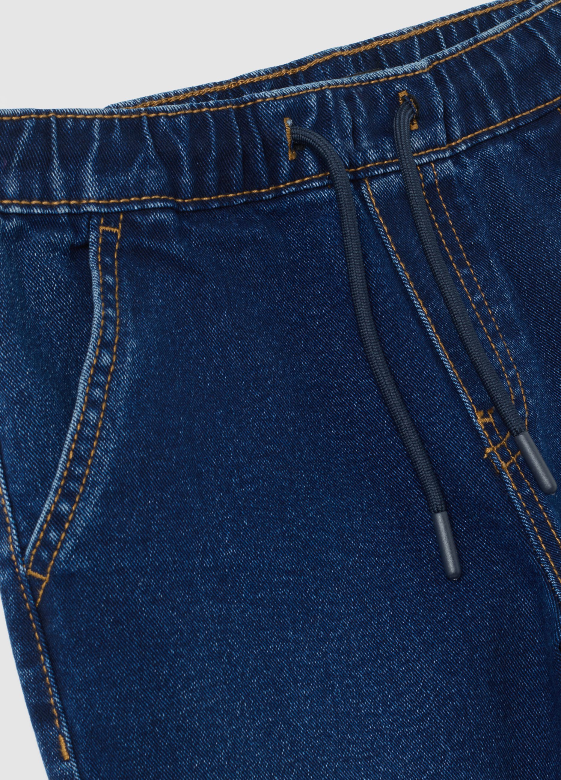 Relaxed fit blue cotton blend jog denim for children