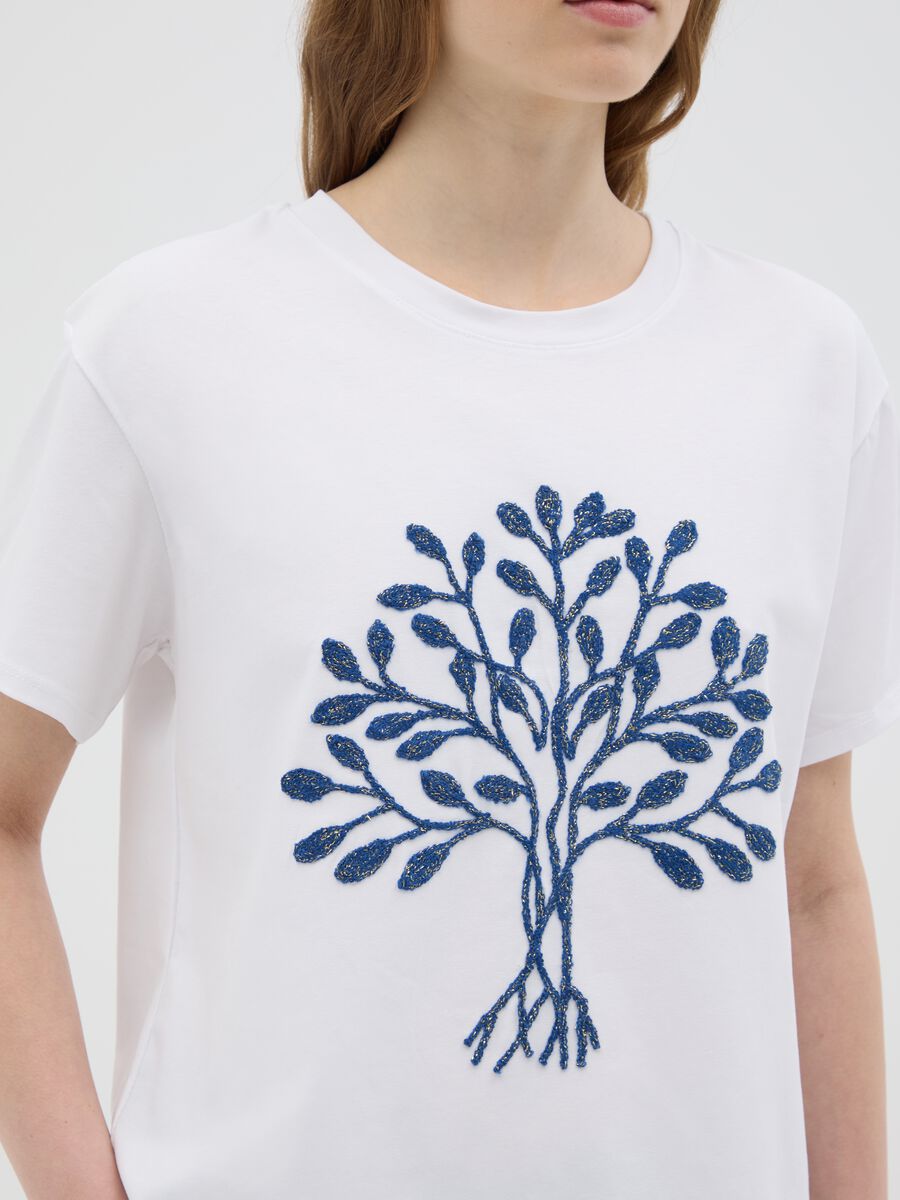 Regular fit multicolour cotton women's T-shirt with embroidered logo_3