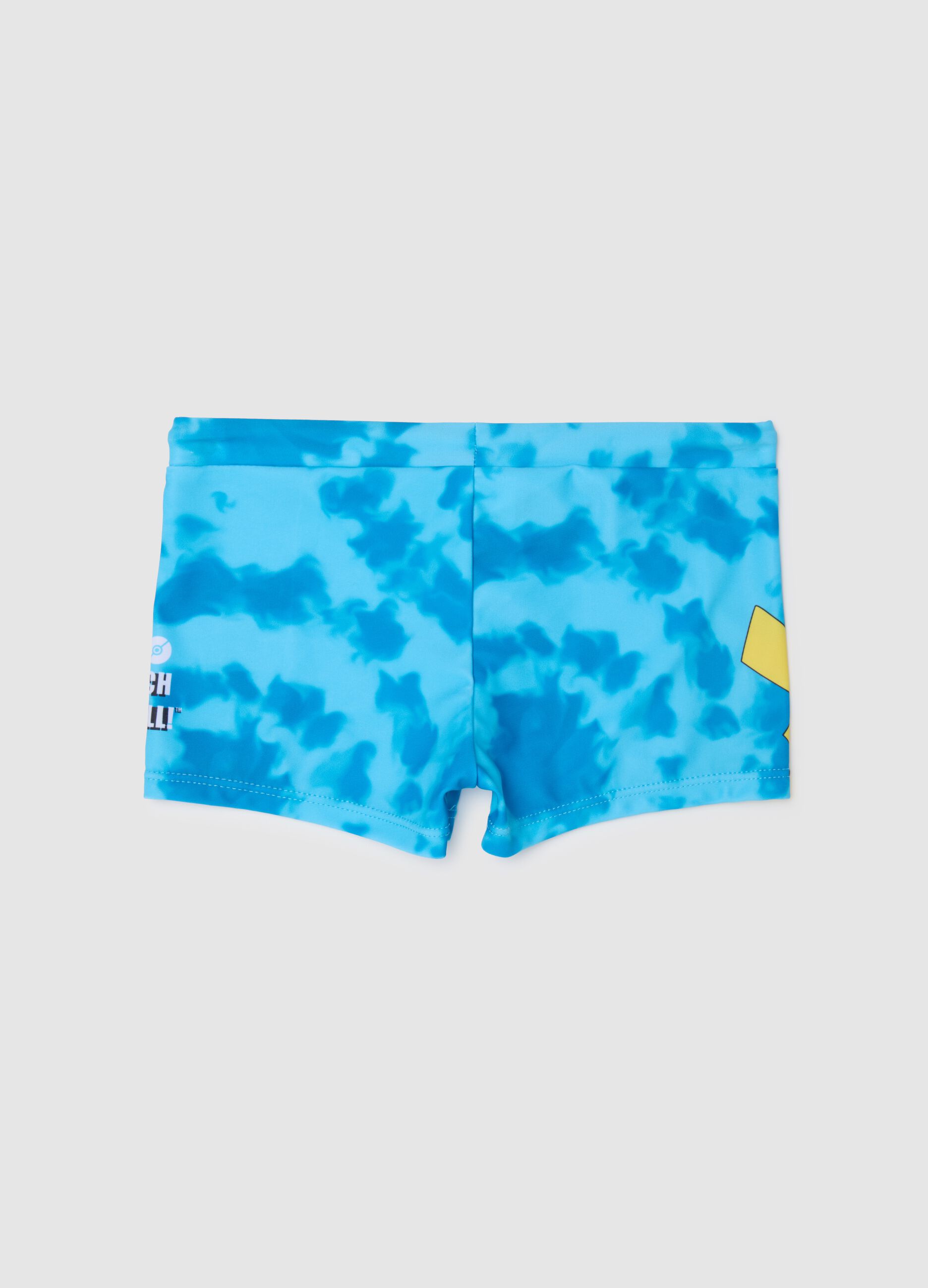 Children's blue stretch fabric swimsuit with Pokémon print