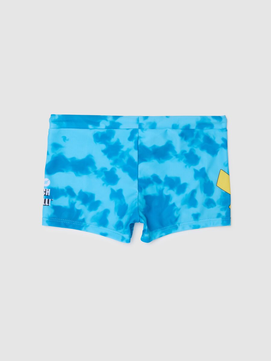 Children's blue stretch fabric swimsuit with Pokémon print_1