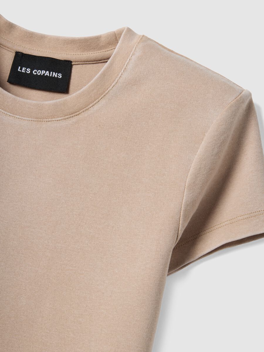 Beige stretch cotton fitted t-shirt_1
