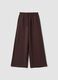 Pantaloni marroni wide leg in modal elasticizzato con coulisse_0