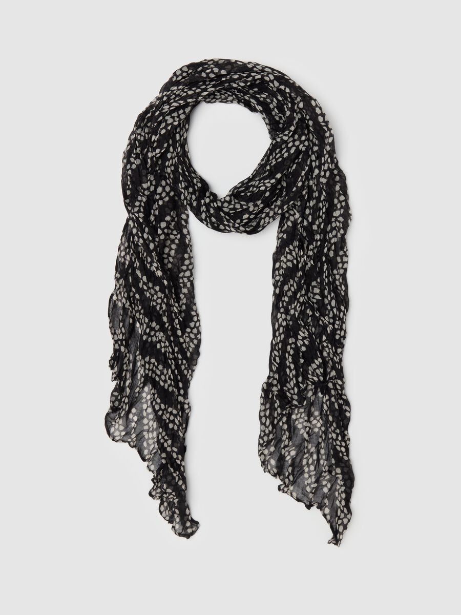 Crinkle-effect pashmina with all-over print_0
