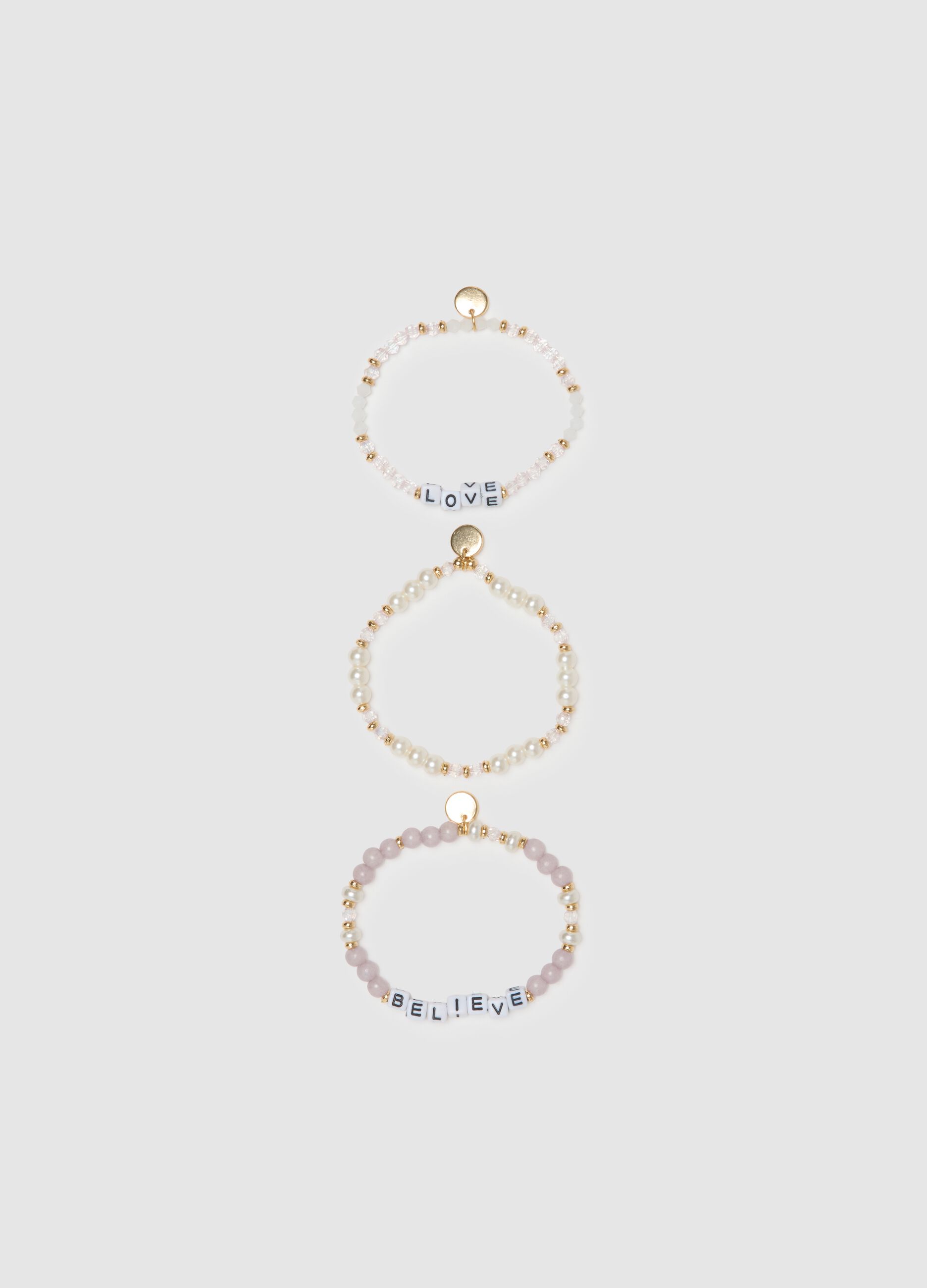 Multicolour glass bracelets with letters