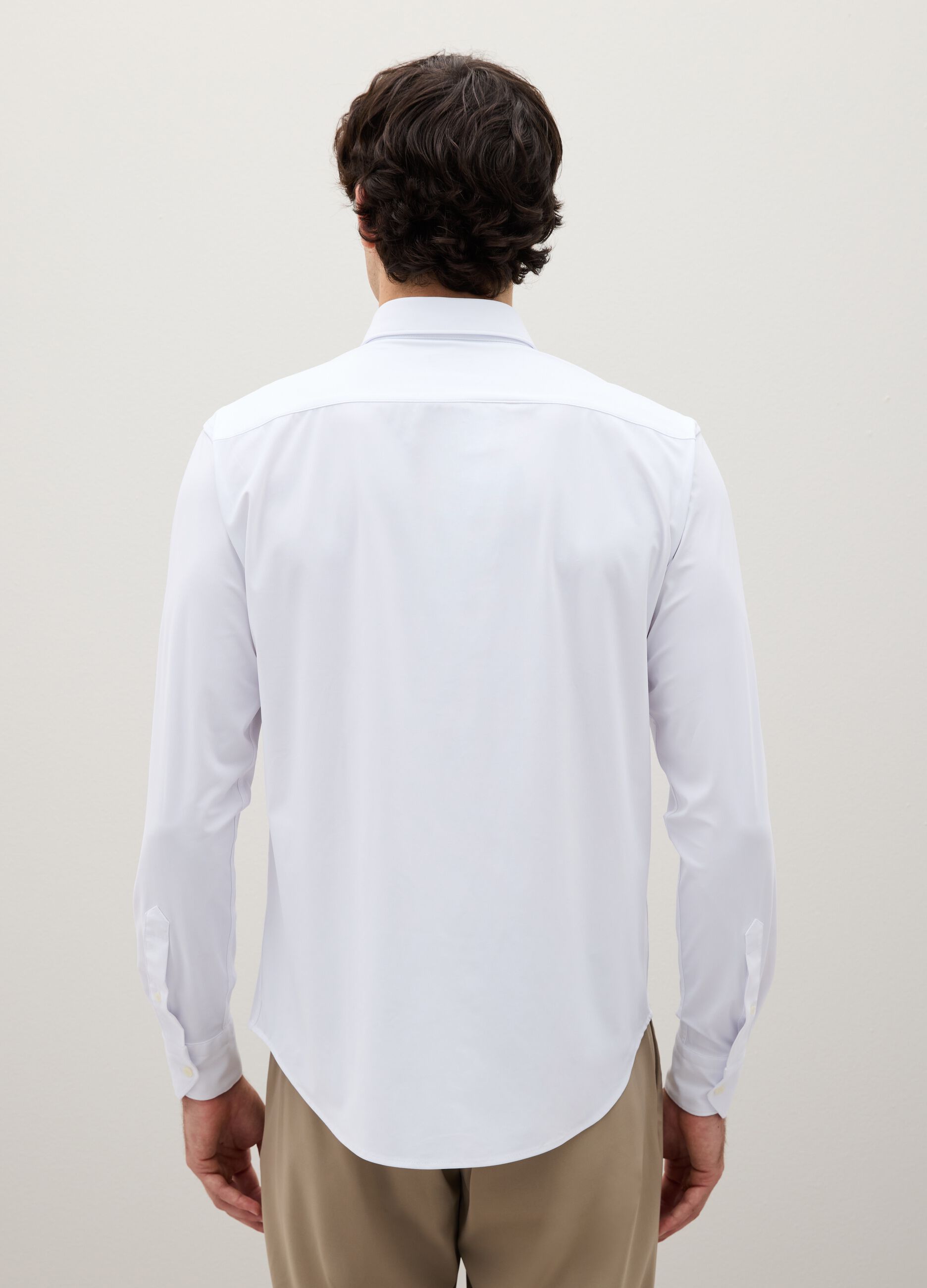 Camicia in tessuto elasticizzato bianca slim fit