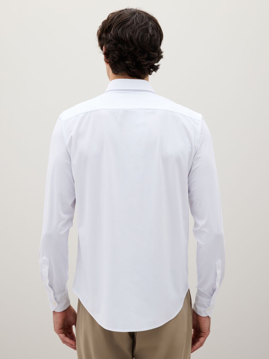Camicia in tessuto elasticizzato bianca slim fit_3