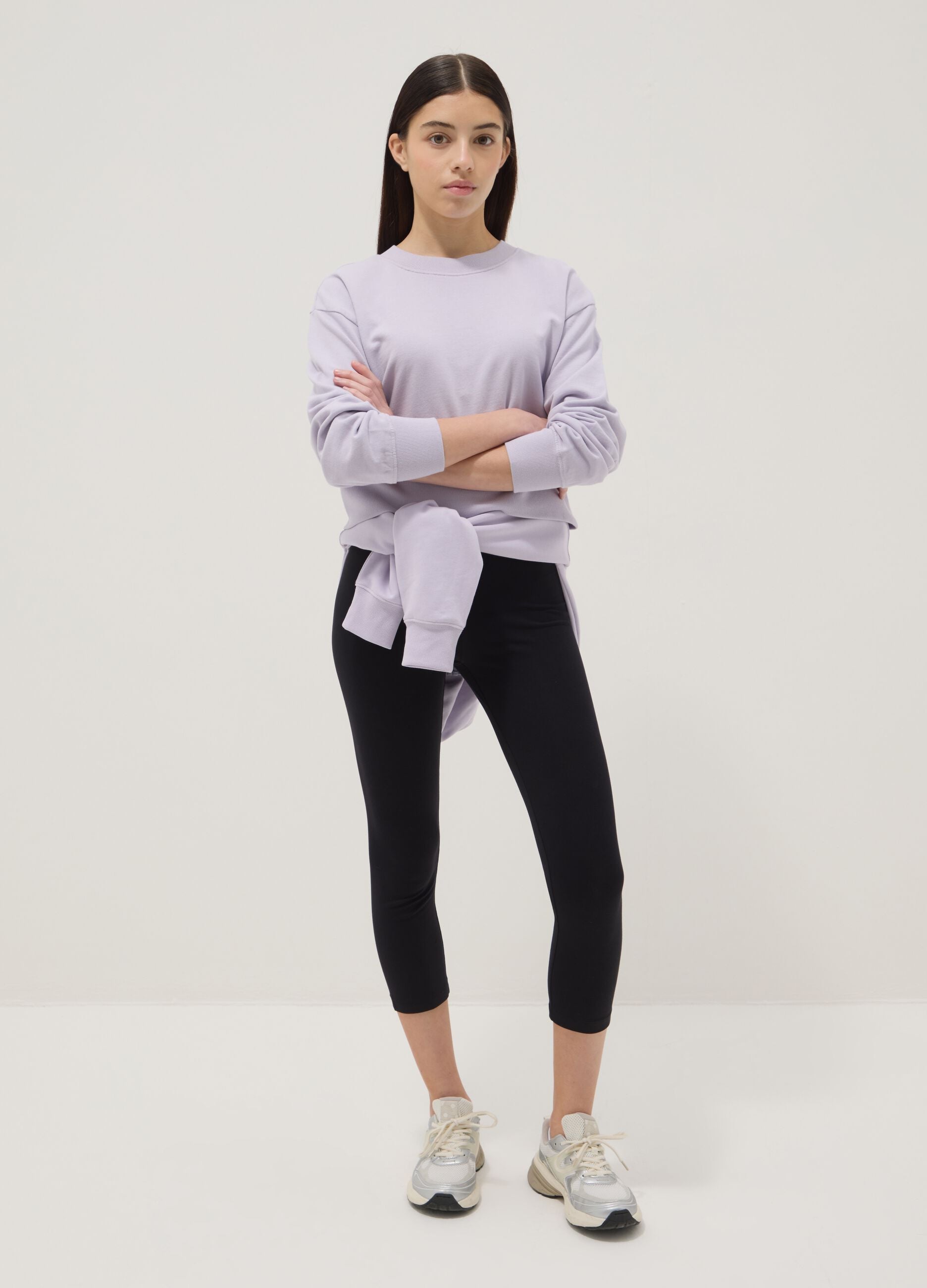 Girls' black cotton blend skinny leggings