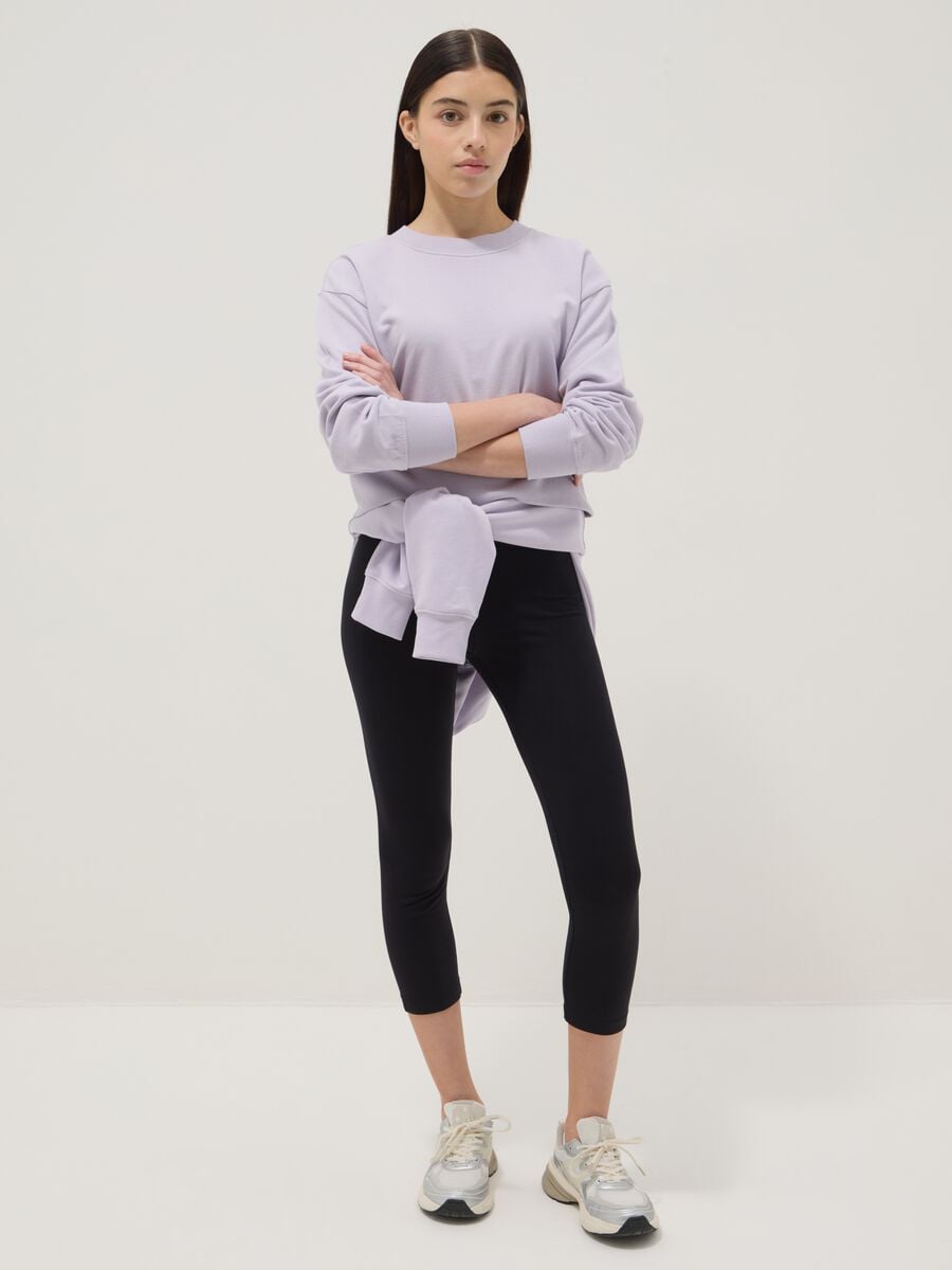 Leggings skinny in misto cotone neri da ragazza_0