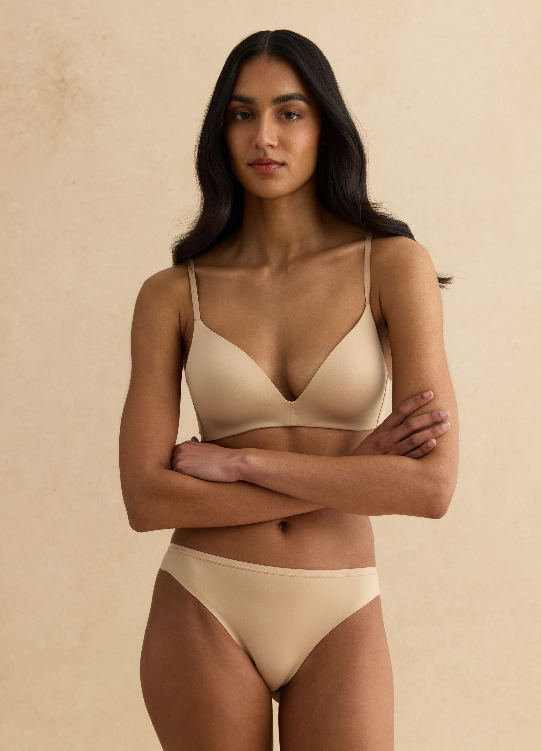 Beige slim fit Brazilian briefs