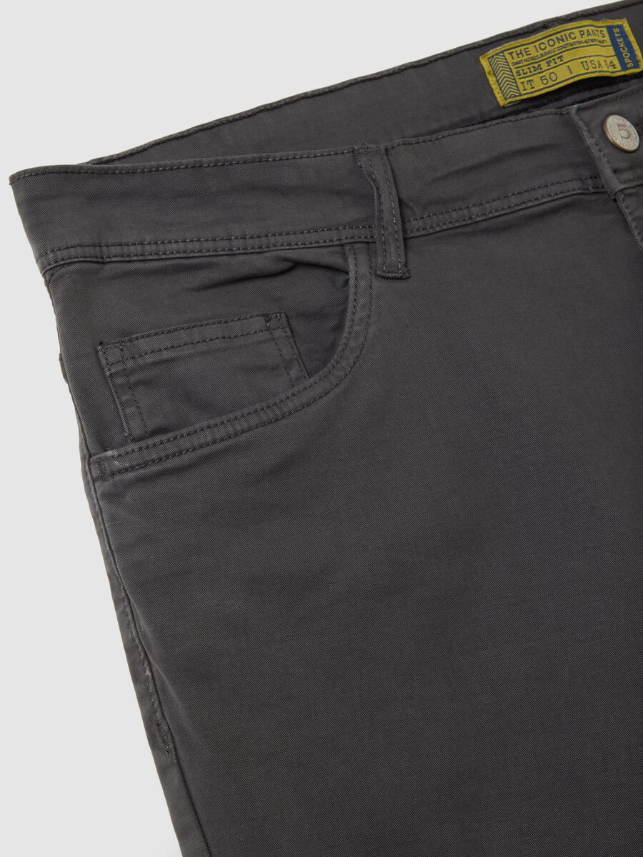 Pantaloni in cotone elasticizzato grigi slim fit_1