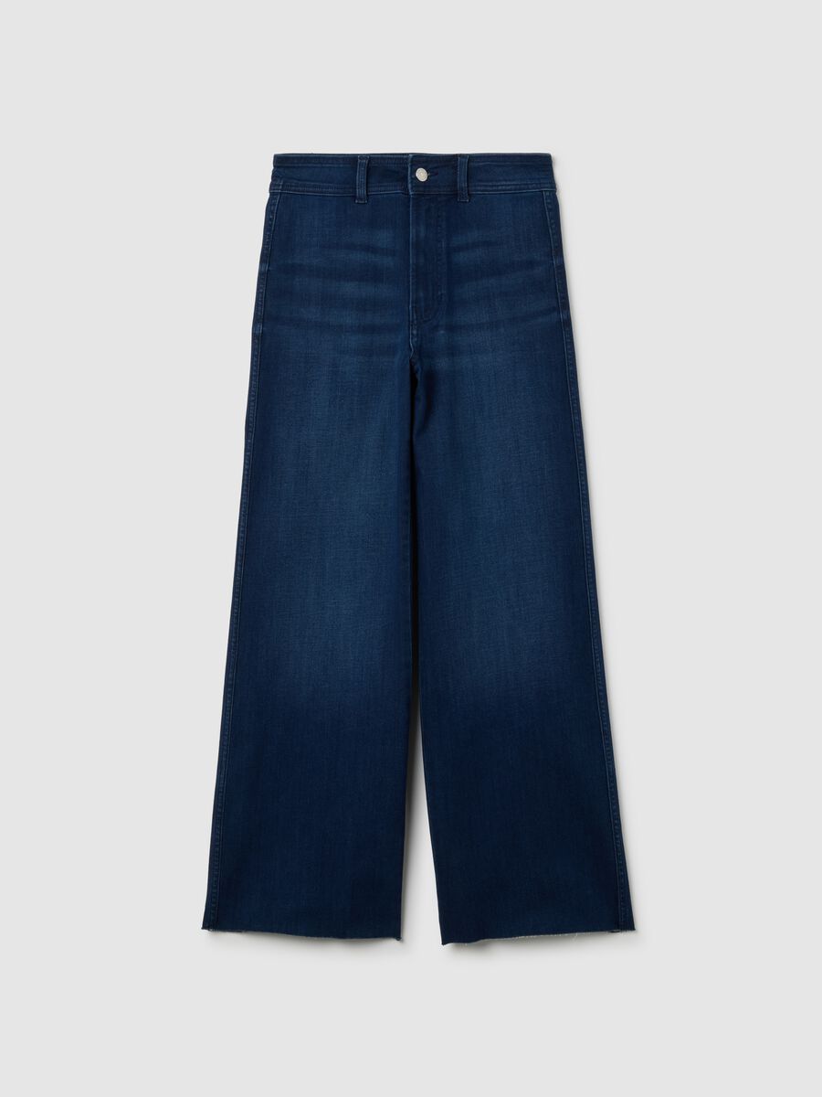 Jeans blu wide leg in misto cotone elasticizzato_4