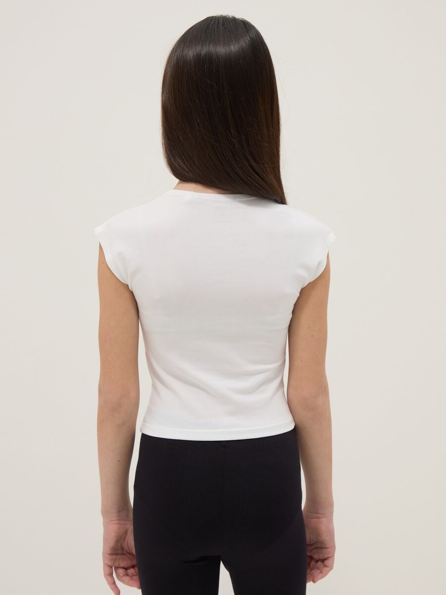 Girls' White Stretch Cotton Slim Fit T-shirt_1