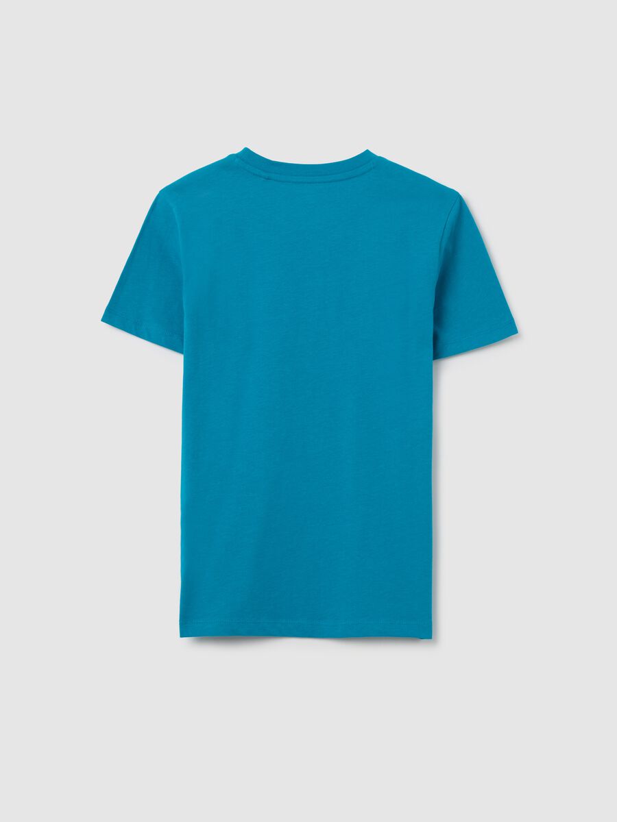 T-shirt da ragazzo in puro cotone azzurro slim fit_4