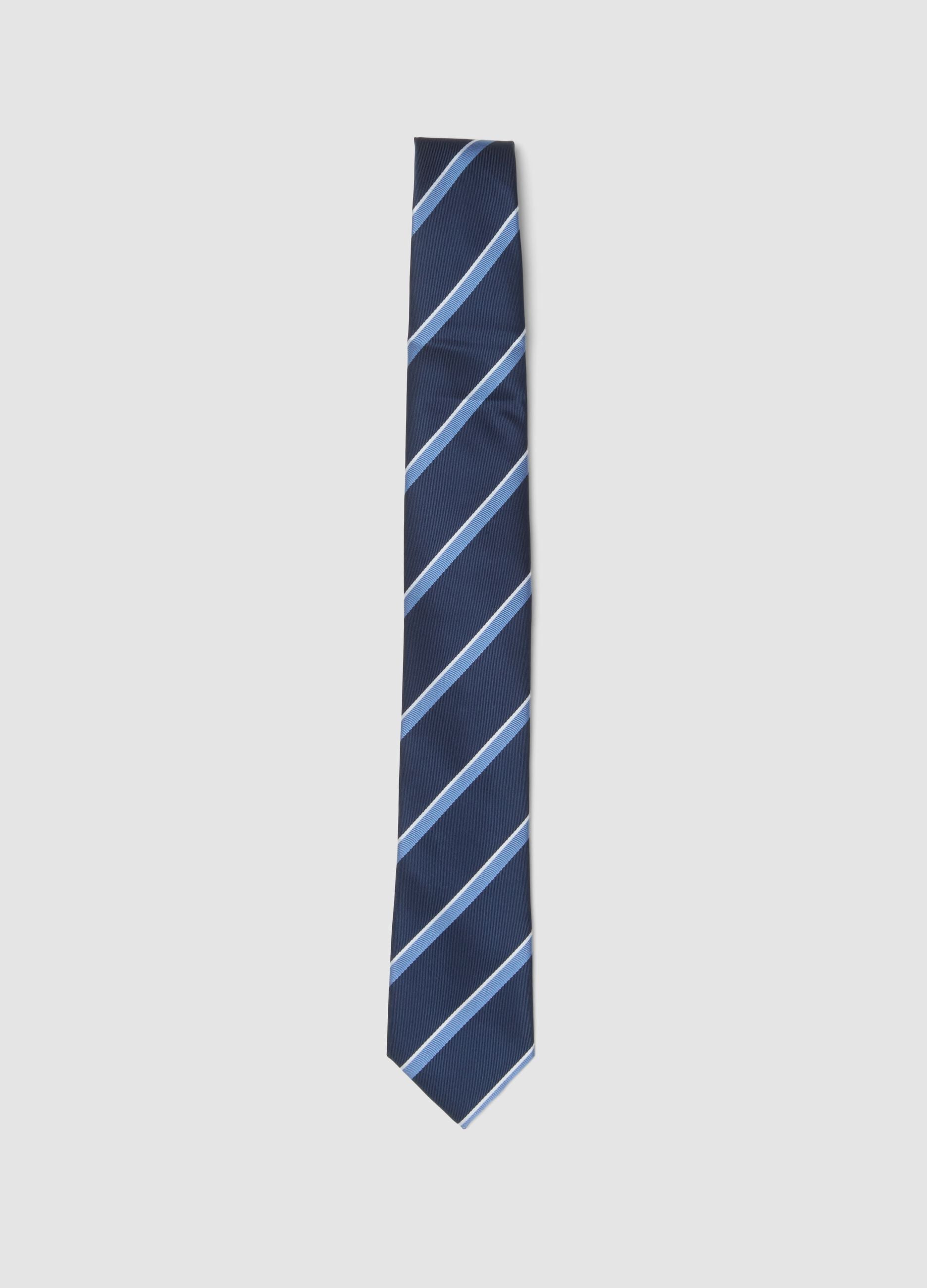Blue Tie with Diagonal Stripes