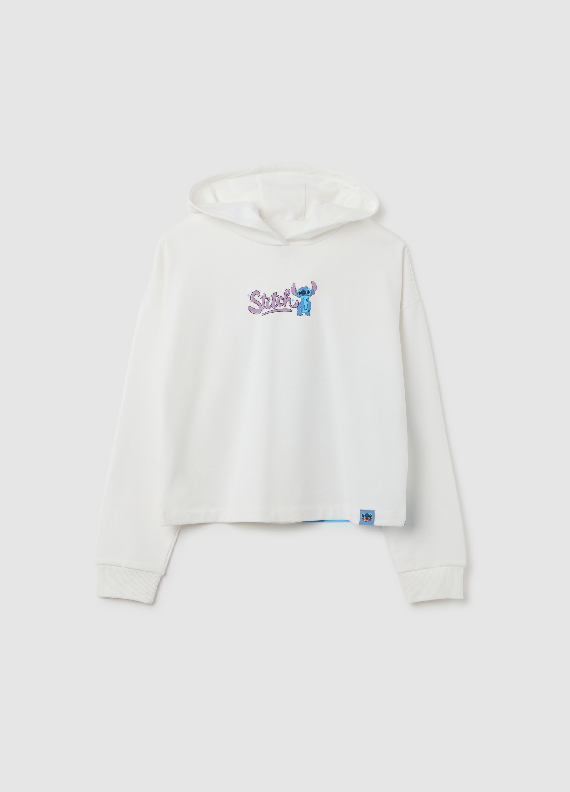 Felpa da ragazza in puro cotone bianca regular fit con stampa
