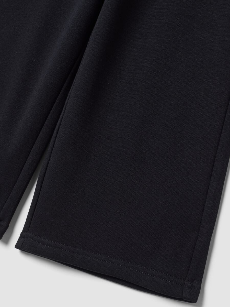 Pantaloni neri wide leg in tessuto fleece elasticizzato_3