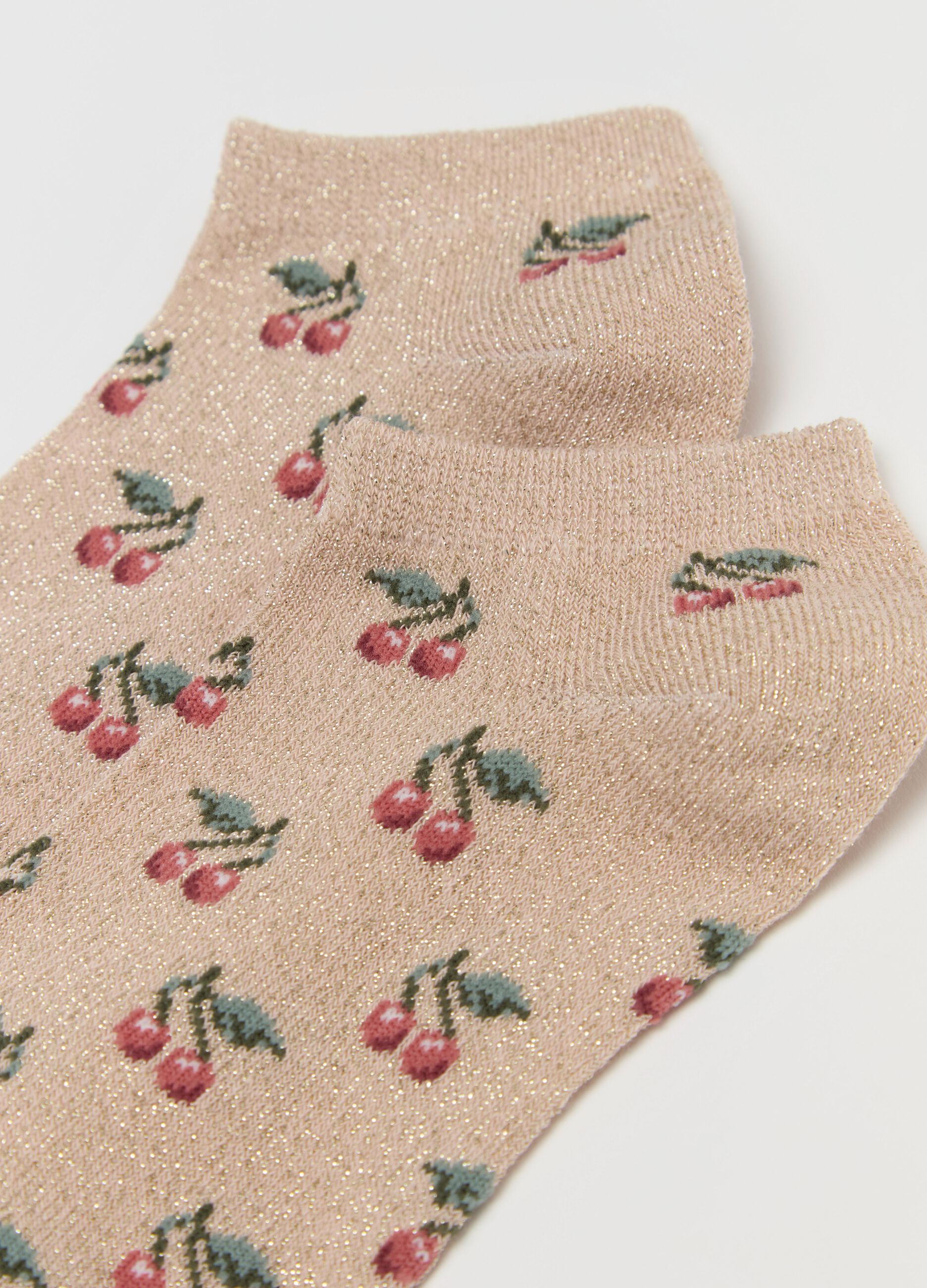 Three-pair pack short socks with cherries