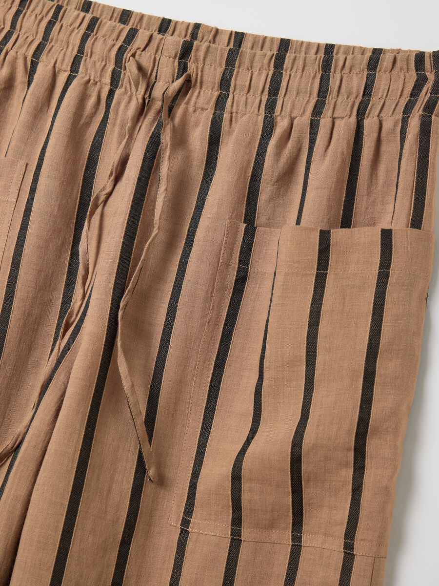 Brown wide-leg trousers with stripes_5