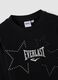 Black pure cotton T-shirt with applied stars, regular fit for girls_2