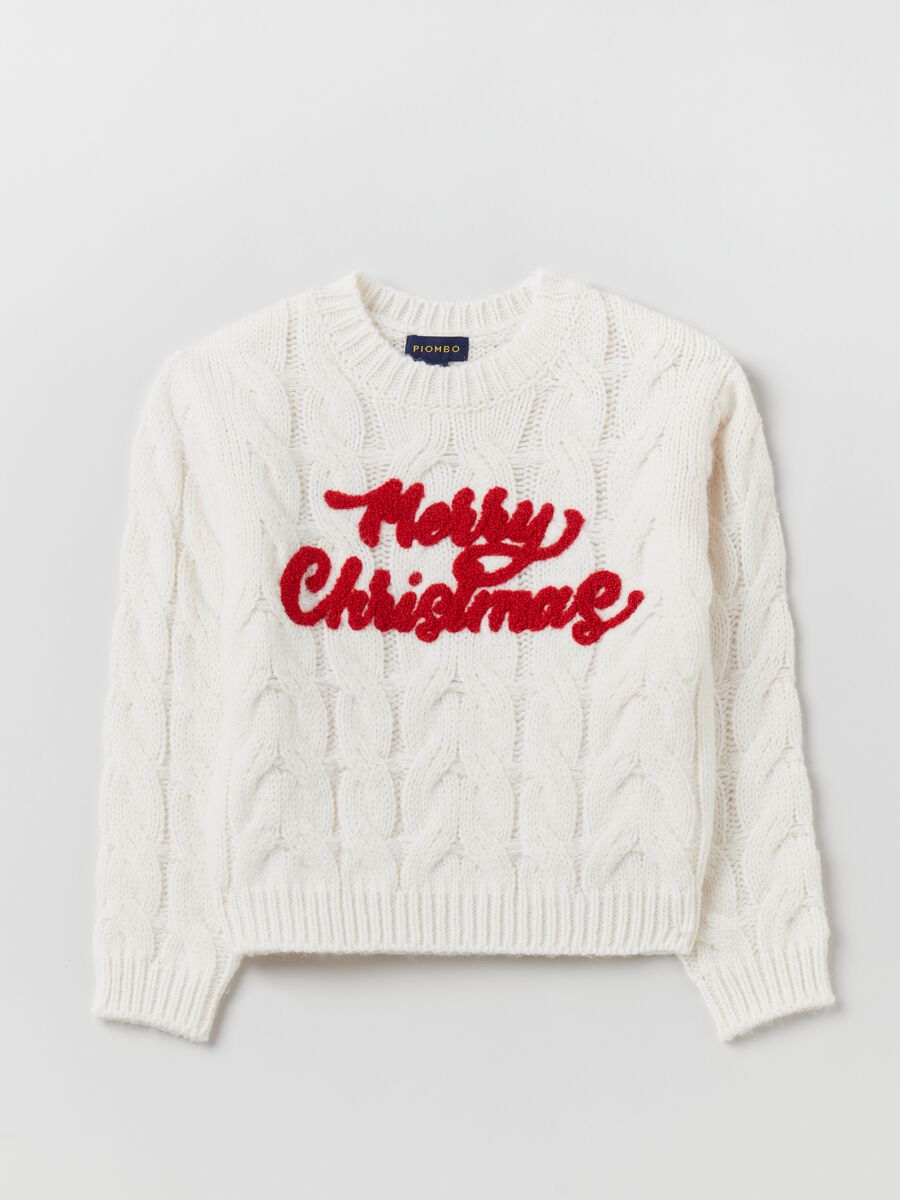 Pullover natalizio con lavorazione a trecce_3