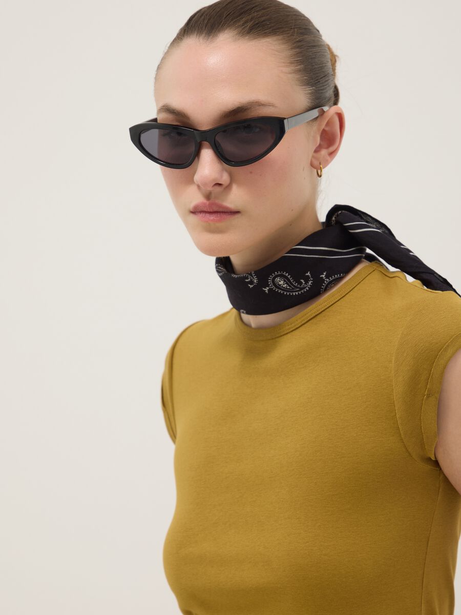 Yellow short sleeve pure cotton regular fit T-shirt_0