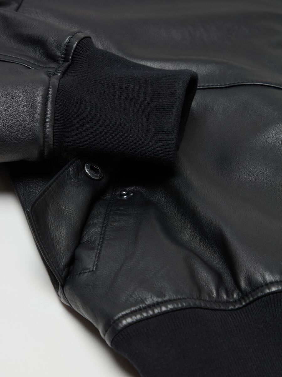 Real Leather Perfect Bomber Jacket Black_2