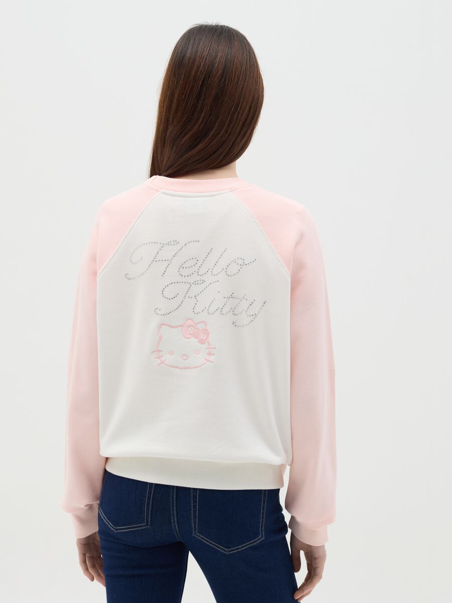 White and pink sweatshirt in French terry with Hello Kitty embroidery_3