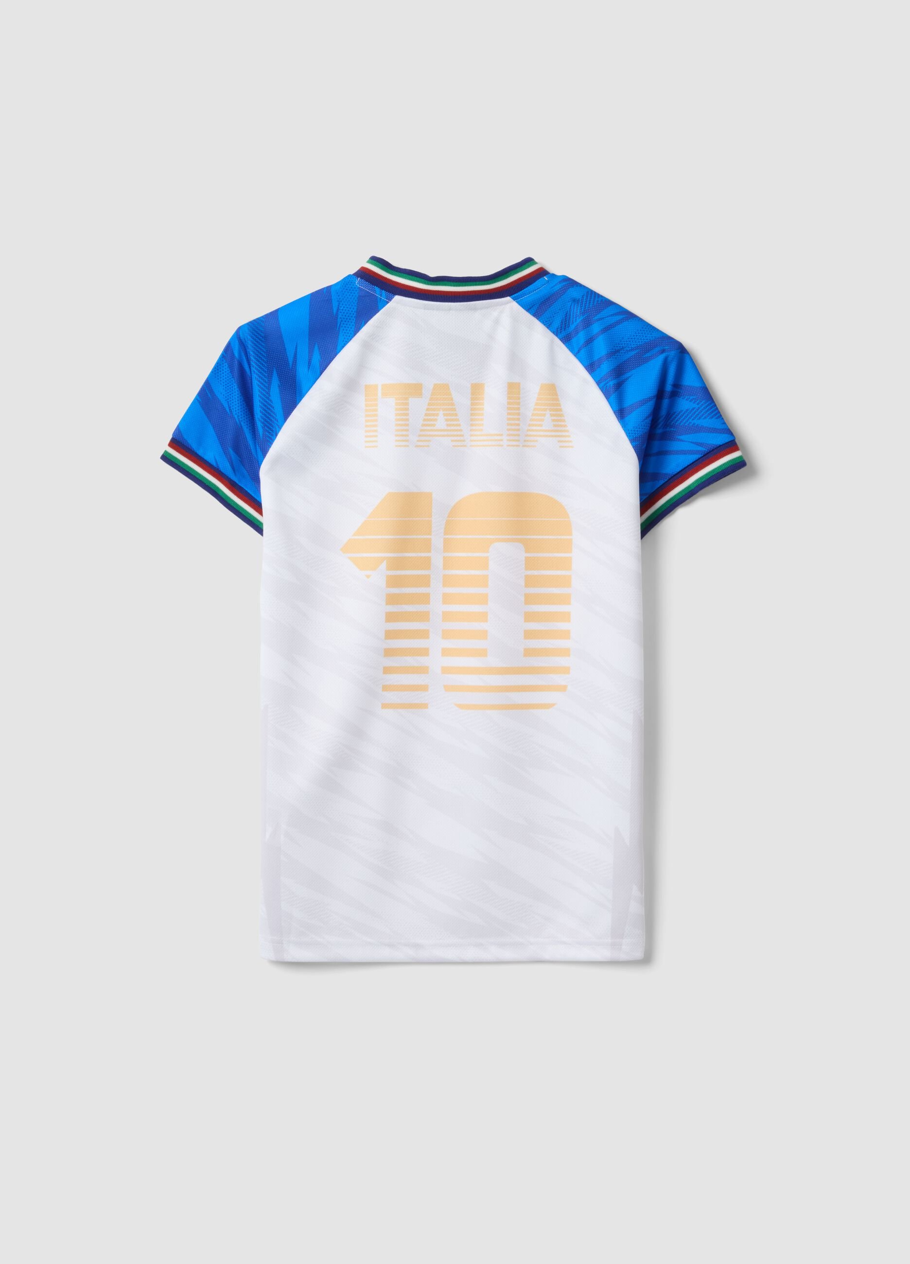 Kids&rsquo; Italy White and Sky-Blue Oversized Fit T-shirt