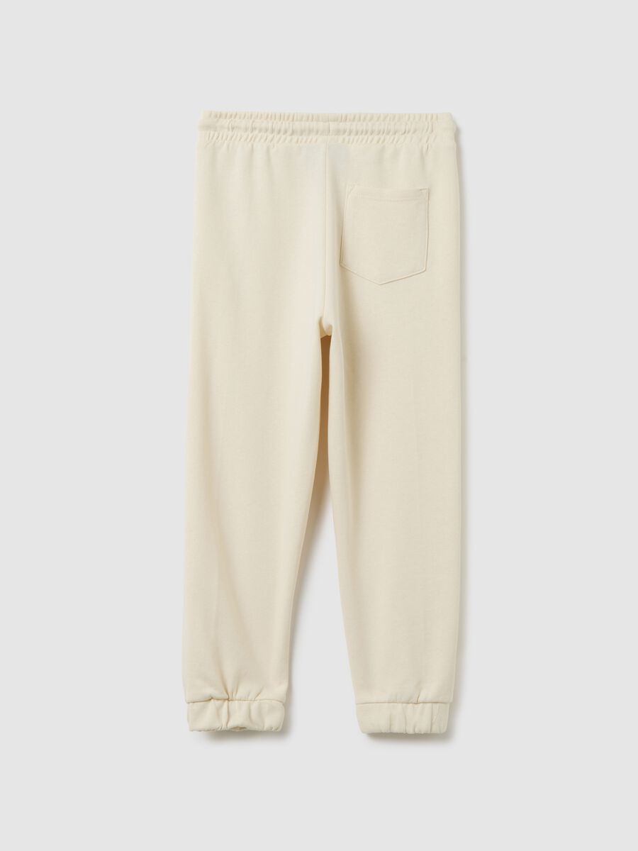 Children's beige cotton jogger trousers, regular fit, featuring Lakers logo_1