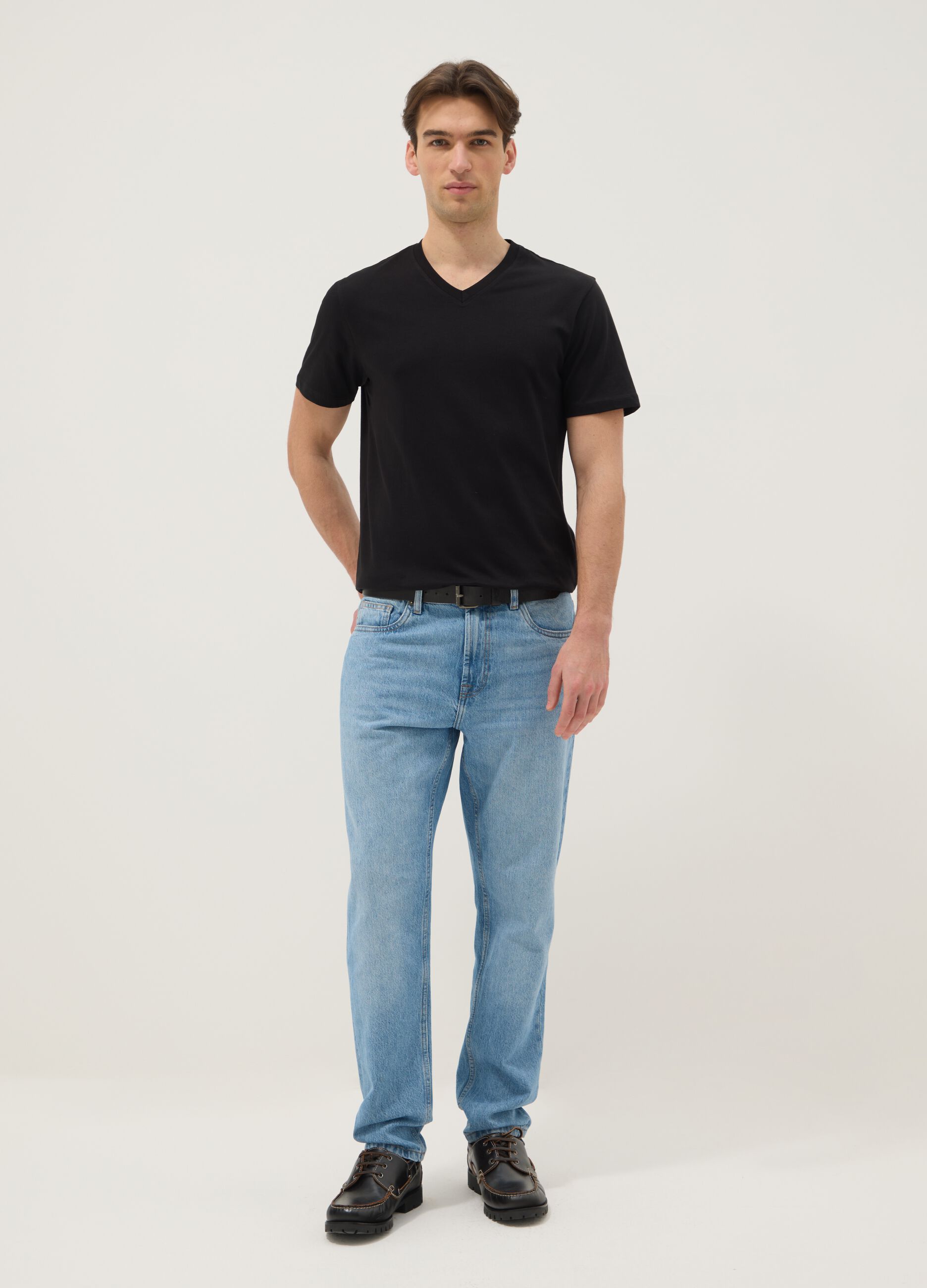 Regular fit blue pure cotton denim jeans