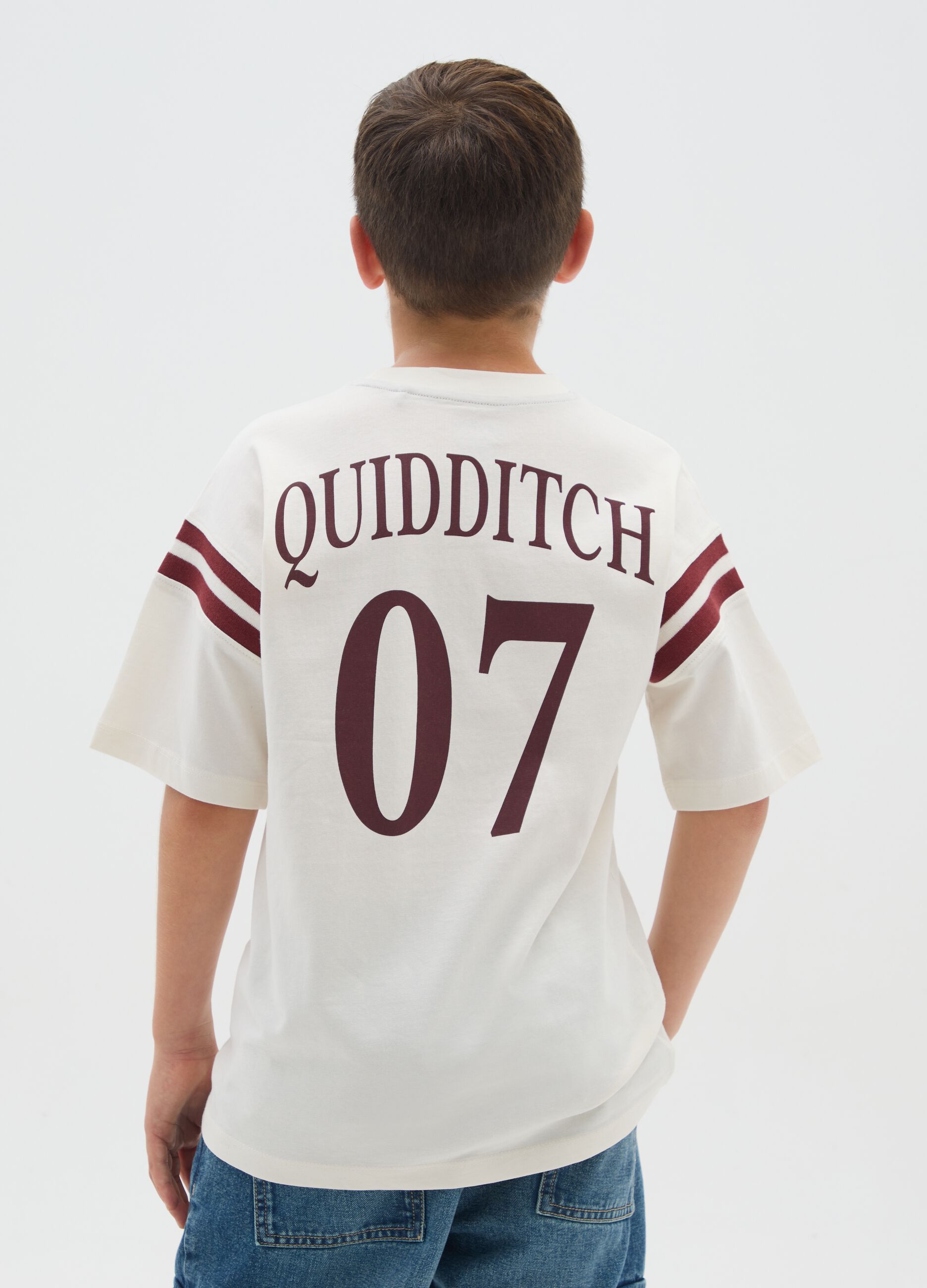 T-shirt da ragazzo in puro cotone bianca over