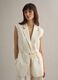White regular-fit lyocell-linen blend waistcoat with belt_0
