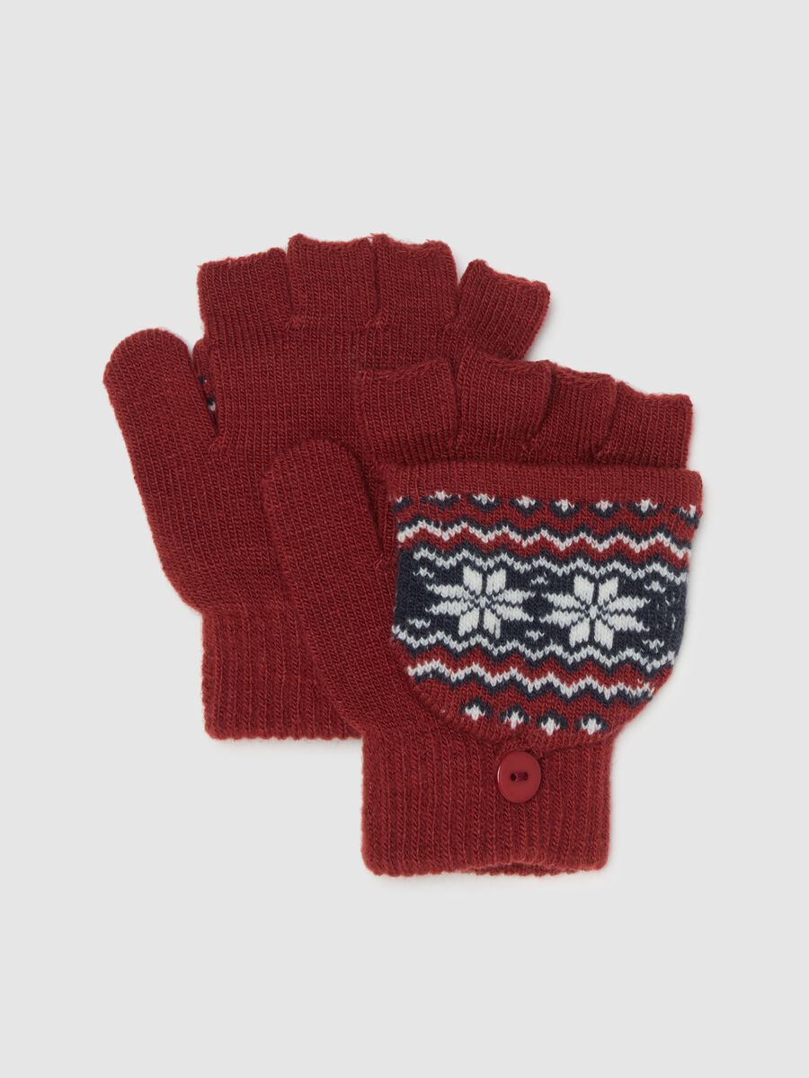 Children's Red Gloves with Snowflakes_0