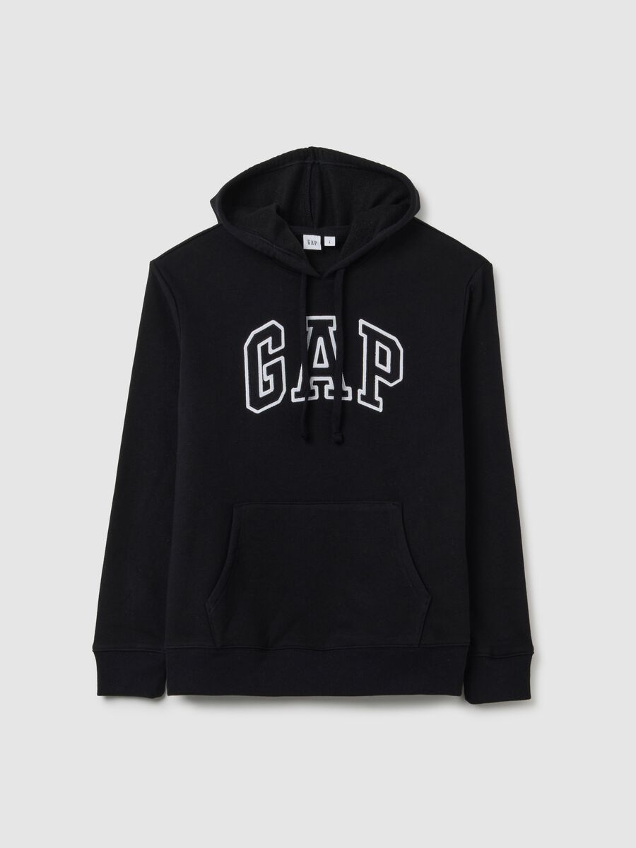Sweatshirt with hood and logo embroidery_0
