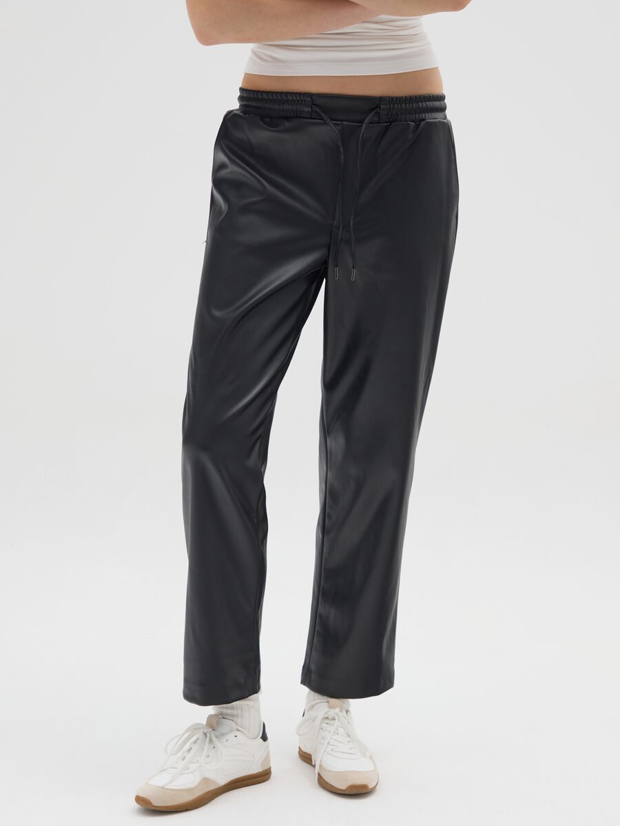 Black stretch blend leggings_1