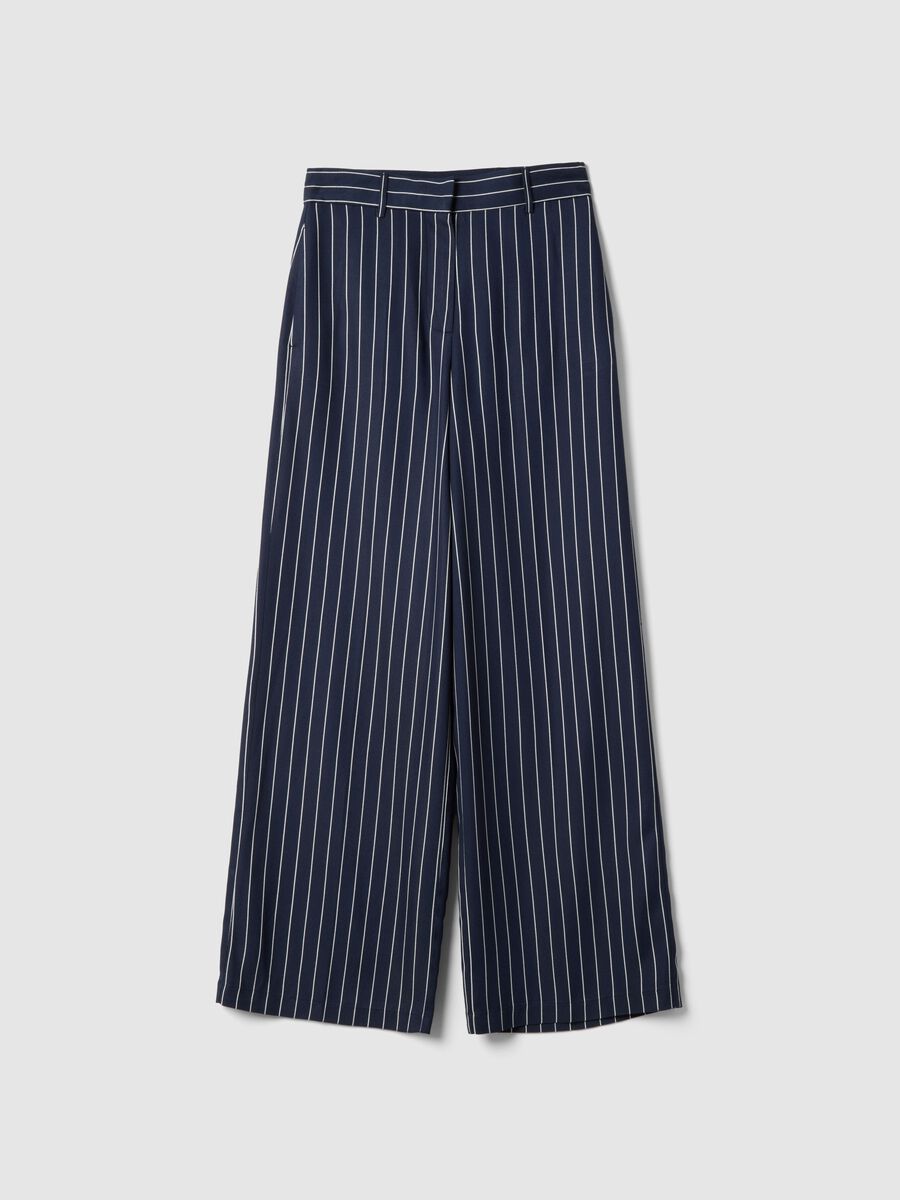 Multicolour Striped Viscose-Blend Oversize Fit Trousers_4