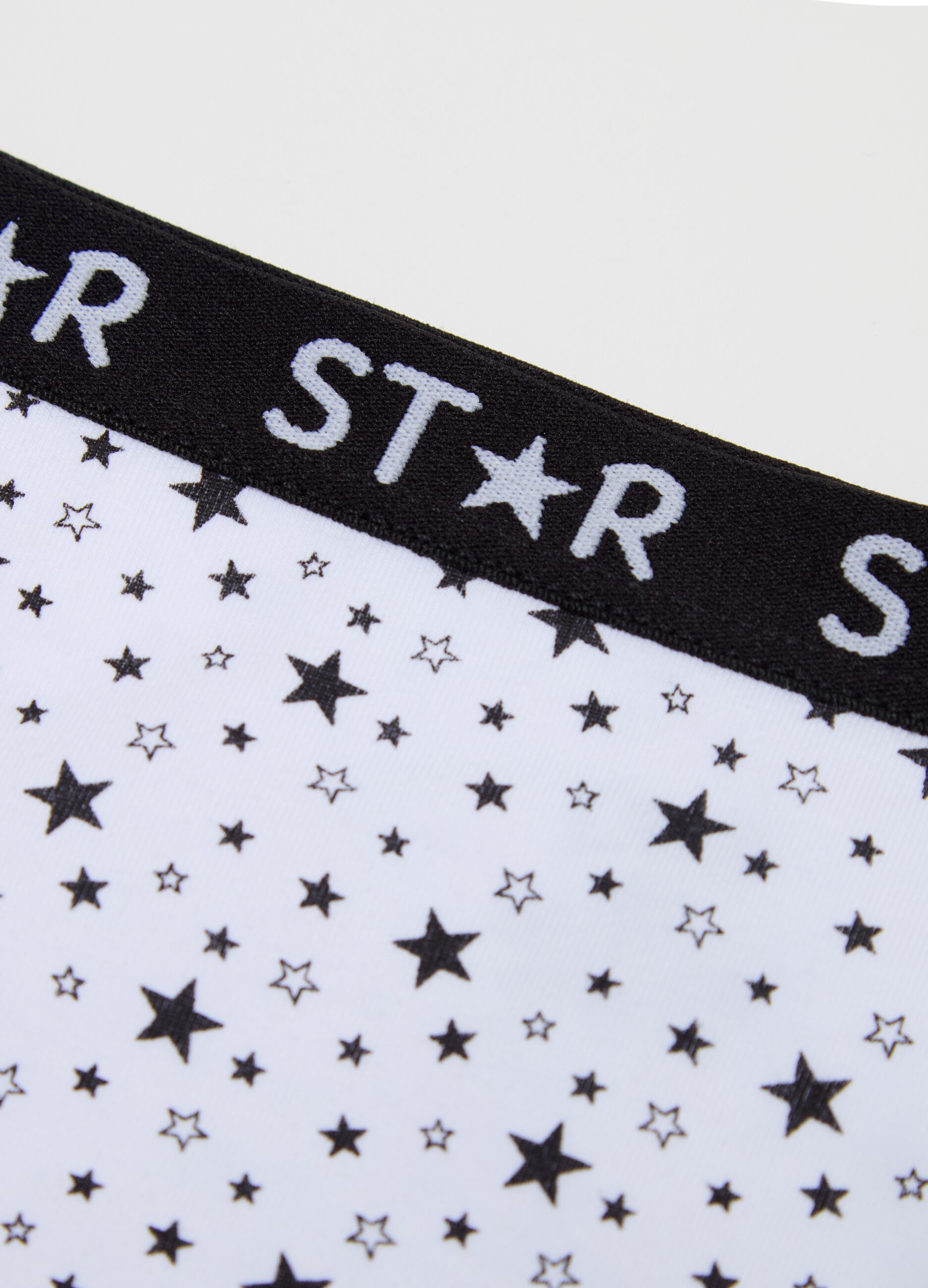 Stretch cotton knicker shorts with star print