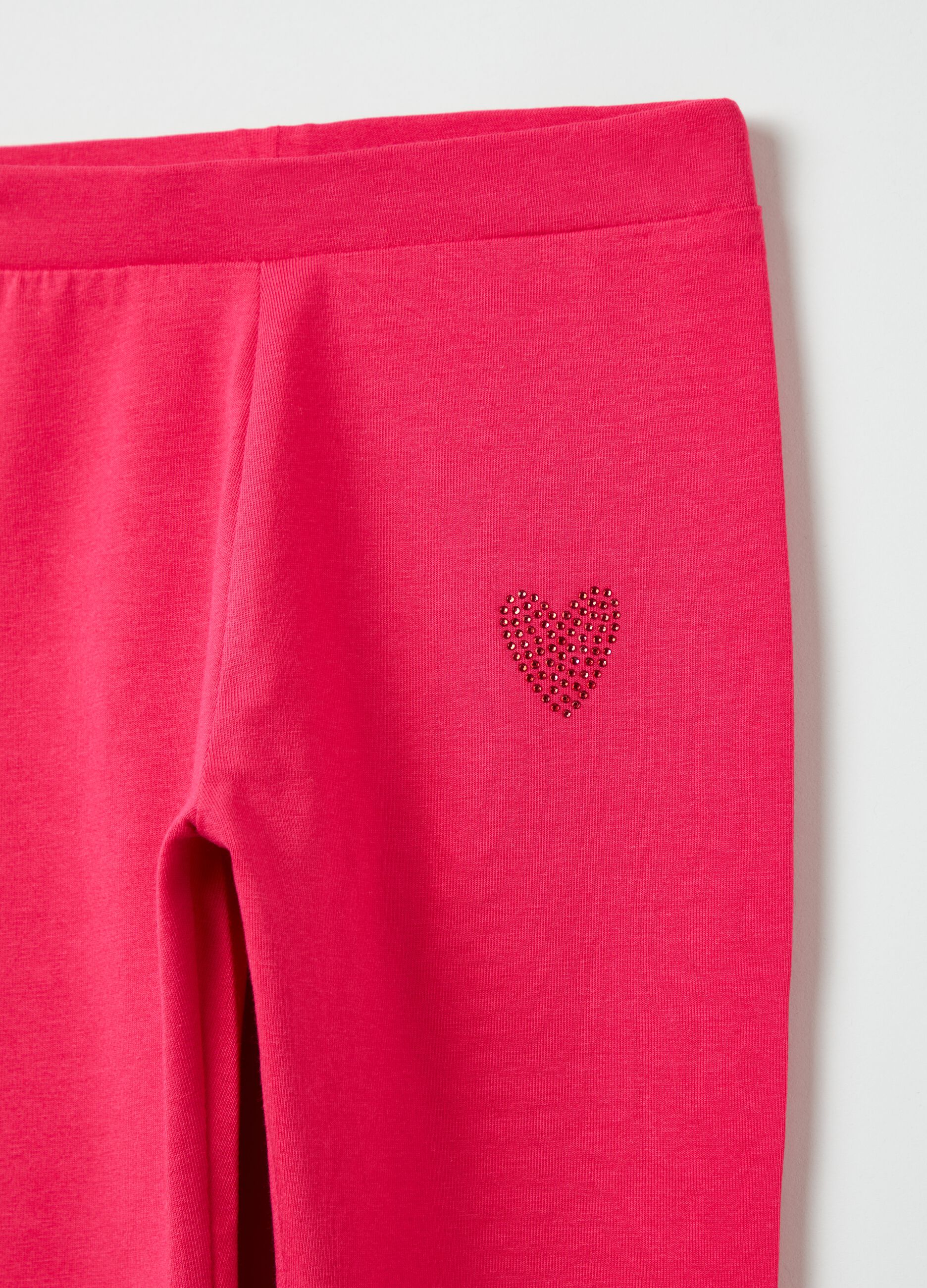 Leggings in cotone stretch con strass_2