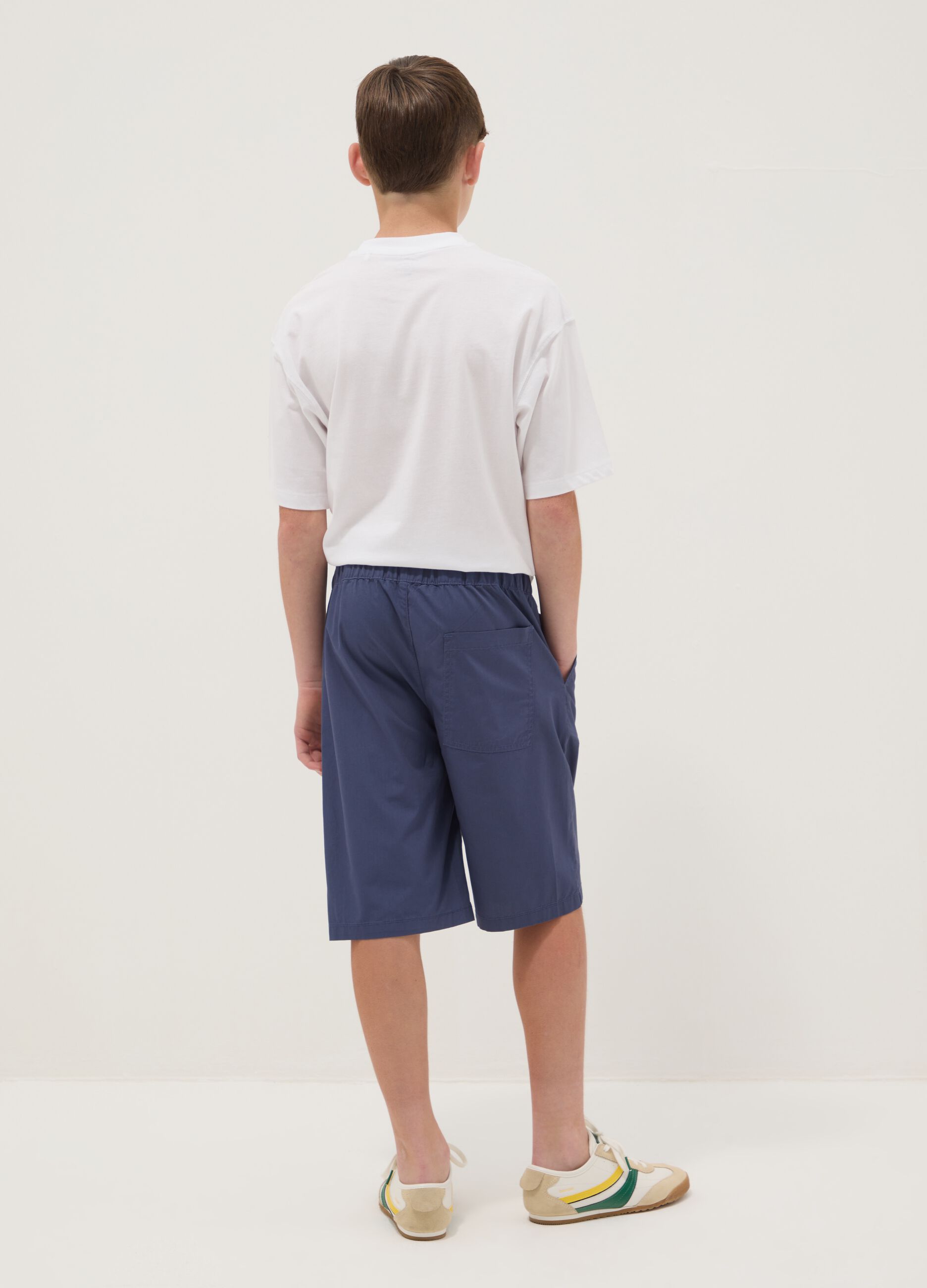 Blue pure cotton shorts with elasticated waist
