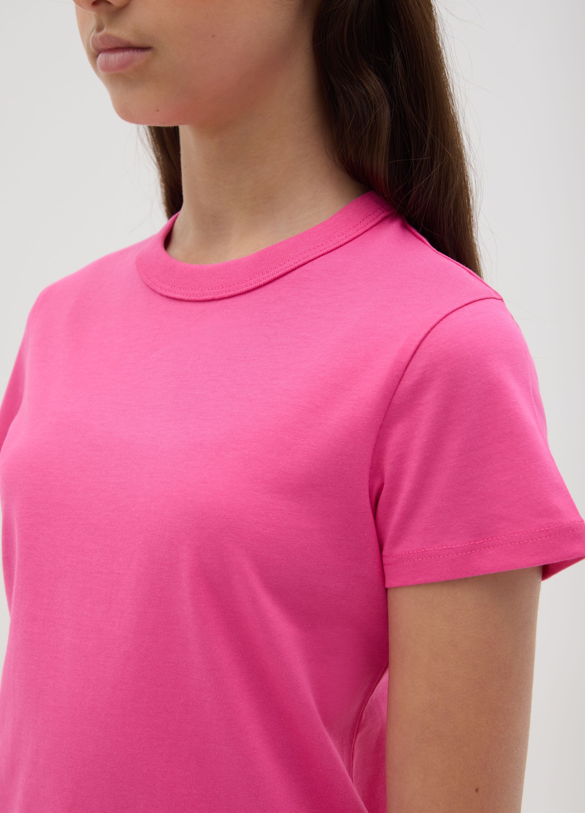 Girls’ pink regular-fit T-shirt in 100% cotton