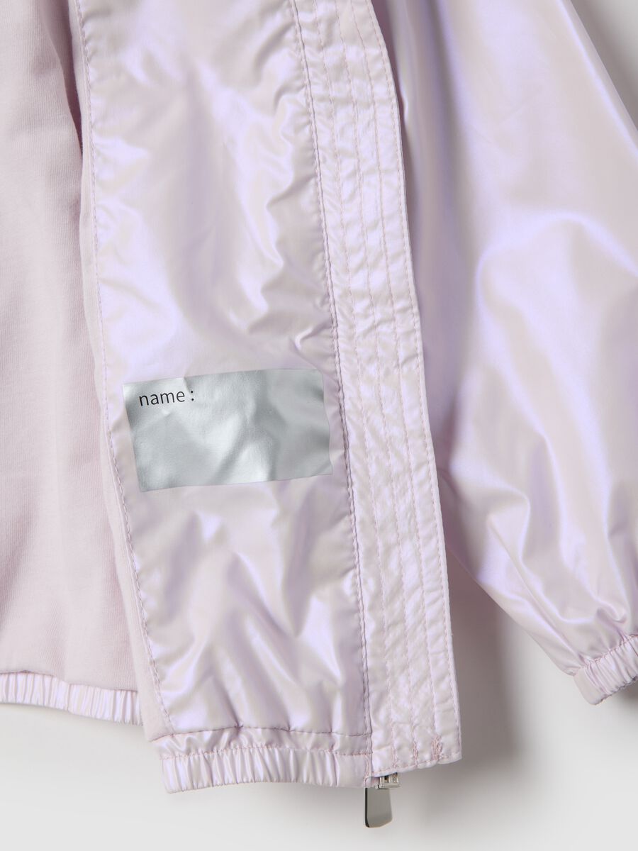 Girl's metallic purple jacket, regular fit with zip and hood_3