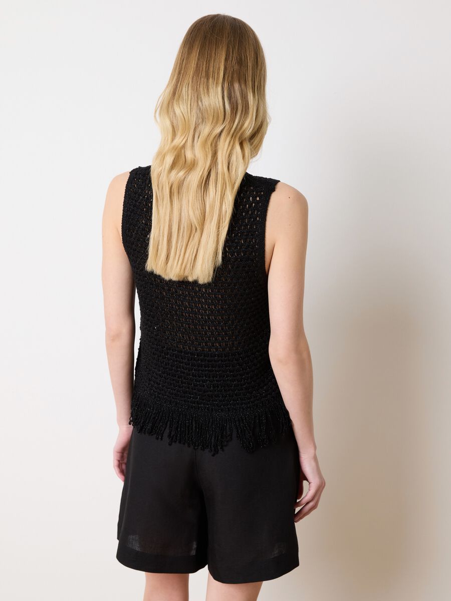 Crochet tank top in lurex with fringes_3