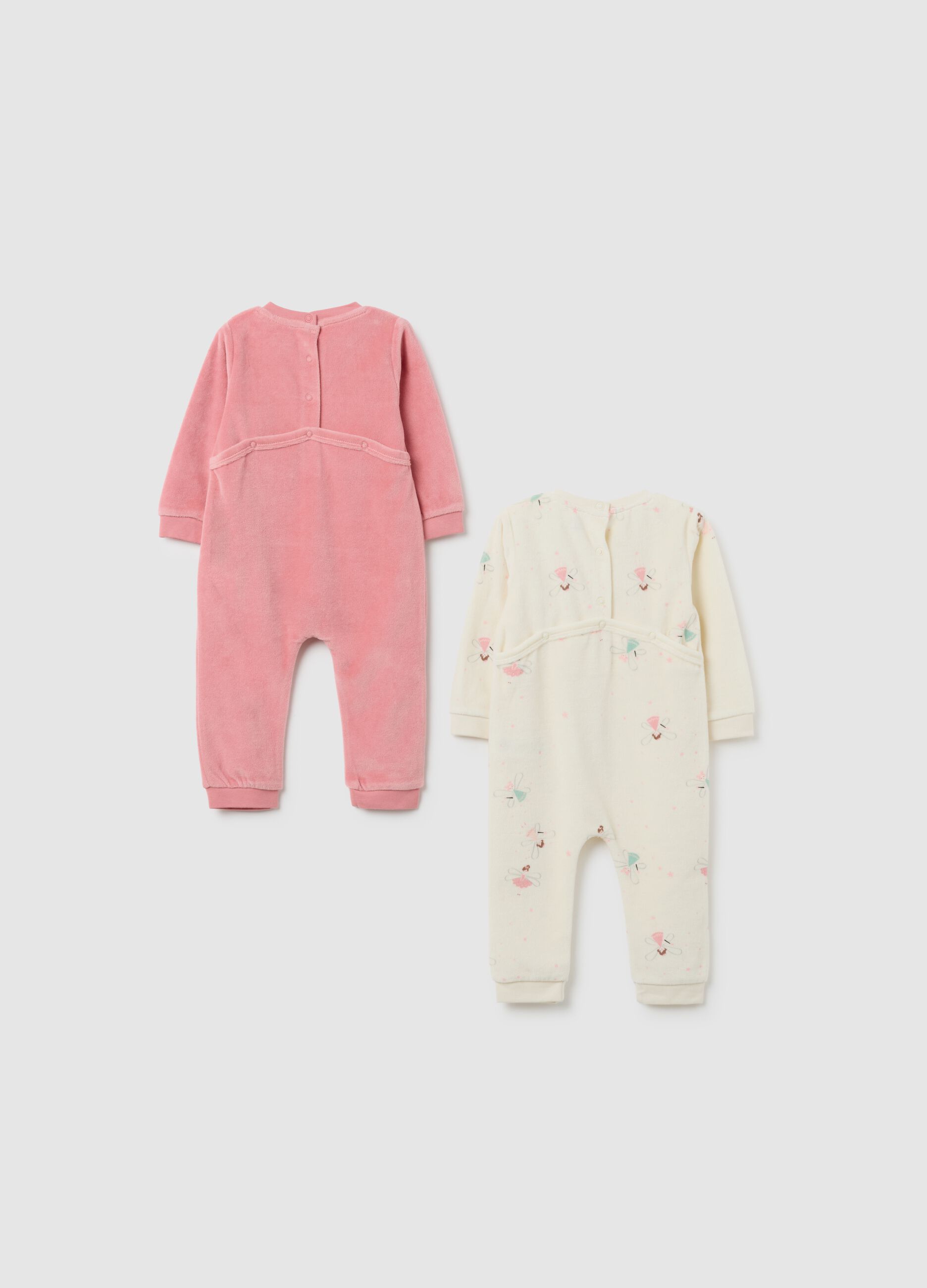 Girl's Multicolour Cotton Blend Sleepsuit Twin Pack