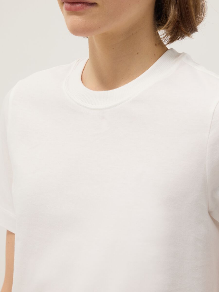 T-shirt bianca girocollo in puro cotone italiano regular fit_3