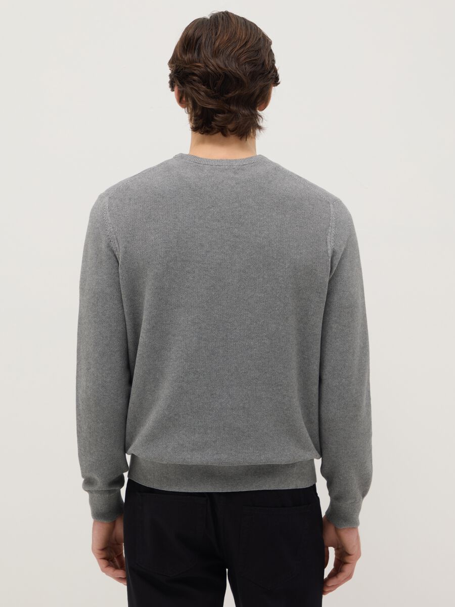 Grey crew neck pure cotton jumper in regular fit_2