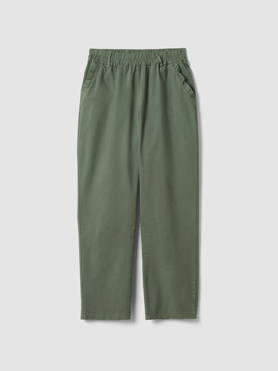 Regular Fit Green Stretch Cotton Trousers_4