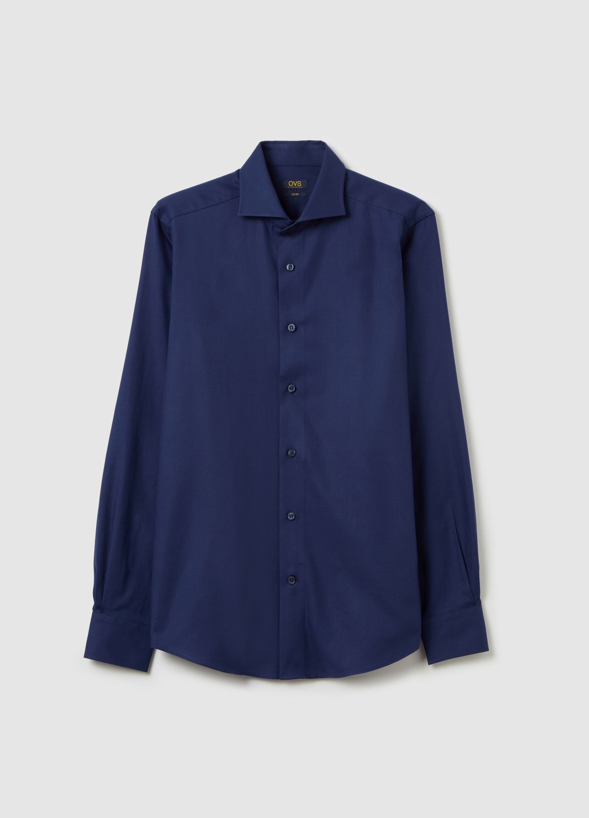 Slim-fit solid colour easy-iron shirt