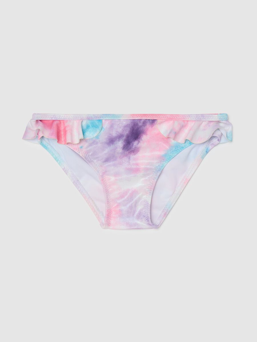 Girls' bikini briefs in multicolour stretch fabric with ruffles_0