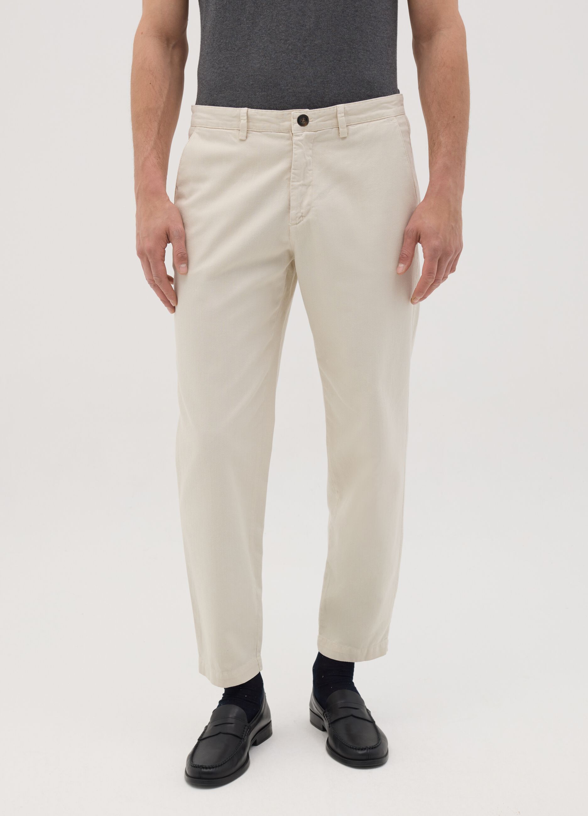 Ovs Beige Cotton Chino Trousers